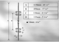 BALUSTRE # 14MM - LONGUEUR 1150MM