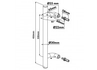 BAR-I-300-90-450-2~~VASTE ROESTVRIJSTALEN DEURGREEP - DUBBELZIJDIG