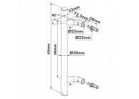 BAR-I-300-60-450-2~~VASTE ROESTVRIJSTALEN DEURGREEP - DUBBELZIJDIG