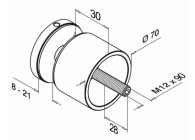 Adaptateur à verre, Ø 70mm, fixation plate