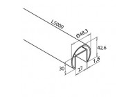 136920-048-50-12~~GLAS U-PROFIELBUIS,  Ø-48,3MM, U: 27X30, L=5M