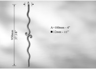 B4801~~SIERSPIJL # 12MM - LENGTE 950 MM