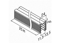 205124-250-11~~Rubber profiel v. glas U-profiel buis Ø42,4mm / 25M