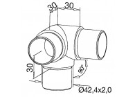 130304-242-12~~KNIEFITTING 90° + 1 UITGANG 90°, 42,4X2MM