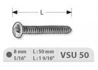 VSU50~~VEILIGHEIDSSCHROEF 8MM - LENGTE 50MM