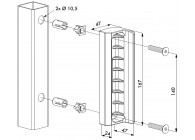 P00011063-7040 - Gâche polyamide pour portillon de jardin pour profils carrés-gris