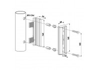 P00012524-9005 - Gâche réglable en acier inoxydable pour profils ronds-noir