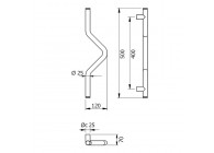 4-8244-010~~Deurgreep Hext D25 I400 L500 H70 B120 Dc25