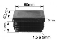 VL60~~EINDSTOP IN ZWART KUNSTSTOF - 60X60X1.5 à 4MM