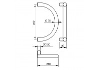 4-3085-010~~Deurgreep Hext D35 I350 H80 B210 Dc30