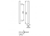 7-2066E-010~~Deurgreep Hext D25X25 I300 L500 H67 Dc20X20