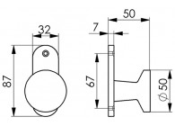 Bouton fixe en aluminium pour serrures AMF