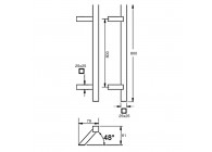 Barre de tirage Hext D25X25 I600 L800 H61 B79 Dc25X25