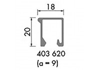 180-403620~~L=6000mm Glaslat 18x20mm in alu voor HOP profielen