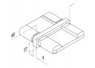 144790-041-12~~Verbindingsstuk, v. vierkant buis, 40x10x1,5mm,