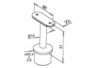 140712-000-00-12~~BUISSTEUN VOOR VLAKKE HANDRAILING, BUIS Ø 42,4MM