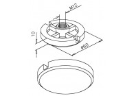 130731~~AFSLUITKAP, ROND 60MM, M12 SCHROEFDRAAD,