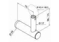 130147-044~~voor handrailing Ø42,4  48,3mm, RVS304 geborsteld