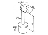 Support main courante tube45°, Ø 42,4 mm x 2,6 mm,