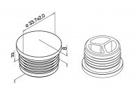 155729-233~~EINDKAP KUNSTSTOF Ø 33,7 MM X 2 MM, RVS LOOK