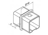 Raccord de liaison pour tube carré 40x40x2mm,