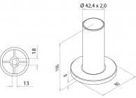 130946-242-12~~BODEMPLAAT V. LIJMVERBINDING TBV BUIS Ø42,4X2,0MM