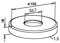 140512-033-12~~Afdekkap, 33,7mm, rond 105mm,