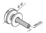 Entretoise Ø 30 p/ vitrage, fixation s/ plat -