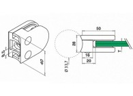 102700-033-19~~Glass clamp, MOD 27, excl. rubber inlay,tube Ø33,7 mm, zamak