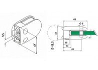 132800-048-12~~Glass clamp, MOD 28, excl. rubber inlay,tube Ø48,3 mm, stain