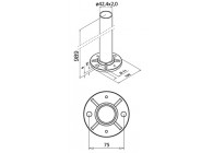 Poteau,MOD 0921,D42,4 mm x 2 mm,H=989mm