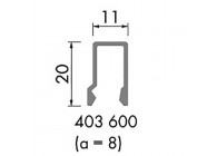 180-403600~~L=6000mm Glaslat 11x20mm in alu voor HOP profielen