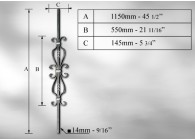 B1804~~SIERSPIJL # 14MM - LENGTE 1150MM