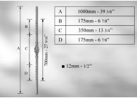 BALUSTRE # 12MM - LONGUEUR 1000MM