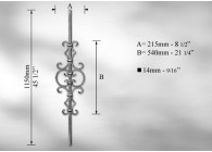 BALUSTE # 14MM - LONGEUR 1150MM