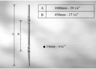 B8202~~KANTGEHAMERDE SIERSPIJL # 14MM LENGTE  1000MM