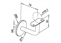 140111-048-12~~HANDRELINGSTEUN VOOR BUIS Ø 48,3MM, M8