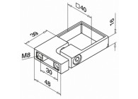 Attache latérale p/ tube carré 40 X 40 mm,
