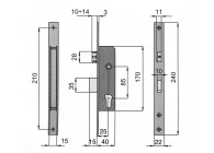 100130-F22~~VERZINKT INBOUWSLOT MET INOX FRONTPLAAT DM 25mm