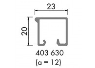 180-403630~~L=6000mm Glaslat 23x20mm in alu voor HOP profielen