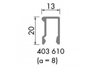 180-403610~~L=6000mm Glaslat 13x20mm in alu voor HOP profielen