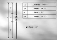 P101~~HOOFDBALUSTER - LENGTE 120 CM-TOT UITPUTTING STOCK