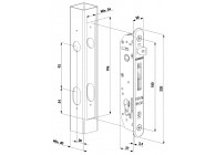 P00007978 - Serrure à encastrer tout inox avec axe de 20mm pour profils de 40mm et plus