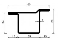 RP140AA~~L=6000mm HOP profiel in brut staal T34x15x35x15x2mm