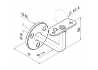 Support mural p/ m-c Ø 42,4 mm avec passe-câble