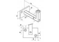 134112-000-12~~HANDRELINGSTEUN VOOR BUIS, VLAK, SQUARELINE