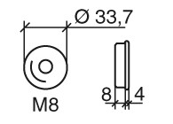 IN433019~~BUISSTOP VOOR BUIS 33.7 X 2 MM VLAK - MET DRAAD M8