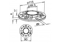 Flanges á souder, avec caoutchouc,