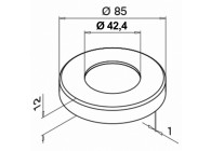 Cache embase pour tube Ø 42,4mm,  Ø 85 x 12mm,