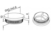 145732-042-12~~EASY HIT VLAKKE EINDKAP, 42,4X2,6MM